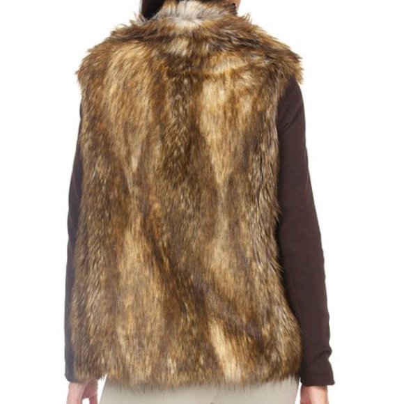 Safari by Imposters Brown Faux Fur Leopard Print Oversized Vest sz Small - Picture 2 of 10